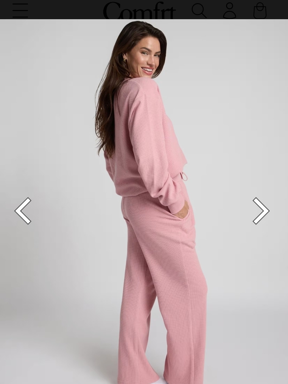 Comfrt Waffle Lounge Set - Baby Pink - Picture 3 of 8
